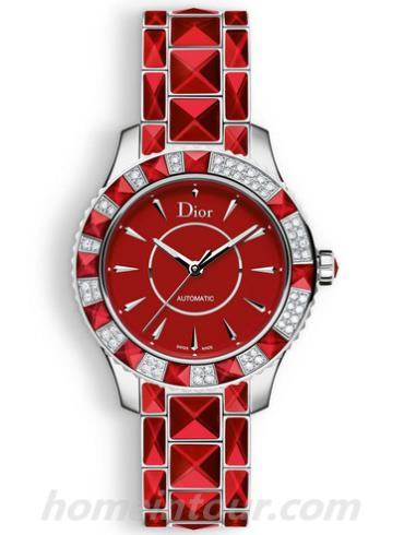 迪奥CD144514M001_0000女表DIOR CHRISTAL系列-红色表带/表径38mm