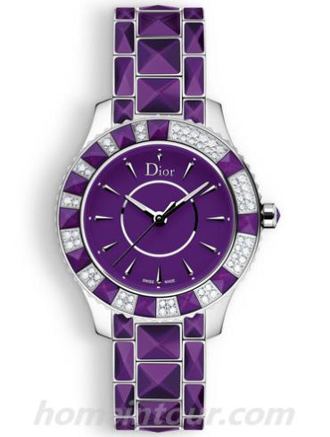 迪奥CD143115M001_0000女表DIOR CHRISTAL系列-紫色表带/表径33mm