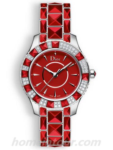 迪奥CD143114M001_0000女表DIOR CHRISTAL系列-红色表带/表径33mm