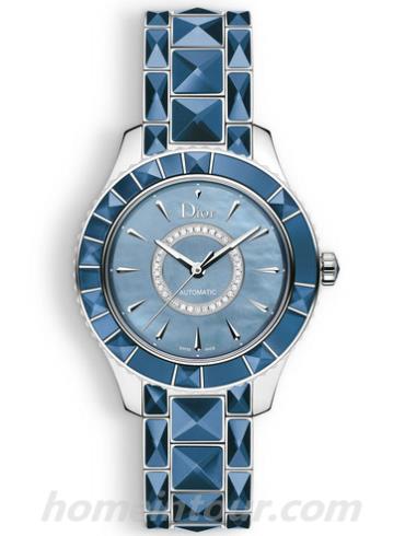 迪奥CD144517M001_0000女表DIOR CHRISTAL系列-蓝色表带/表径38mm