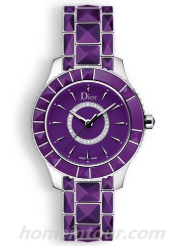 迪奥CD143112M001_0000女表DIOR CHRISTAL系列-紫色表带/表径33mm