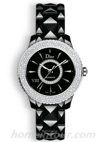 迪奥CD1245E2C001_0000女表DIOR VIII系列-黑色表带/表径38mm