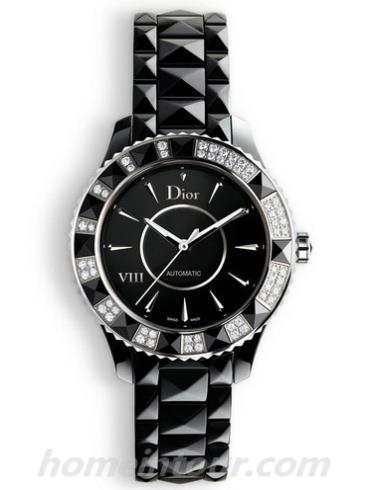 迪奥CD1245E1C001_0000女表DIOR VIII系列-黑色表带/表径38mm