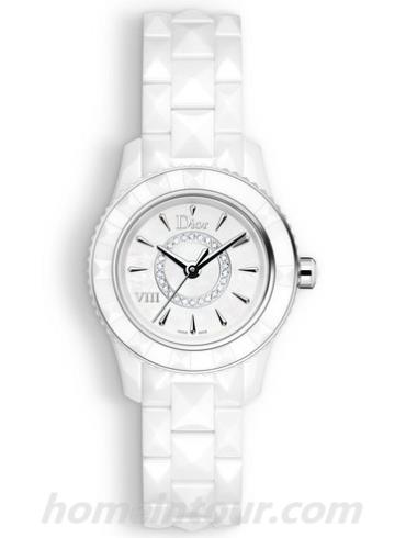 迪奥CD1221E2C002_0000女表DIOR VIII系列-白色表带/表径28mm