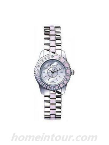 迪奥CD112111M001女表-银色/粉色表带/表径28mm