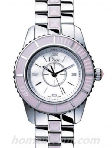 迪奥CD112110M001女表-银色/粉色表带/表径28mm