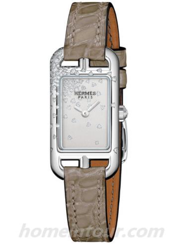 爱马仕Nantucket_Jete_de_diamants_brun女表Cape Cod系列-大象灰表带/表径17*23mmmm