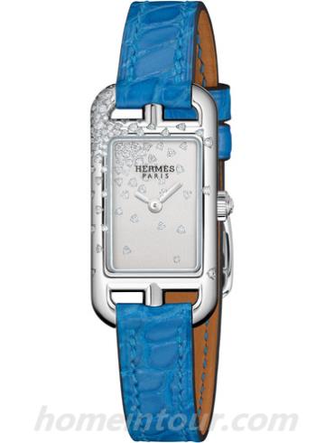 爱马仕Nantucket_Jete_de_diamants_bleu女表Cape Cod系列-蓝色表带/表径17*23mmmm