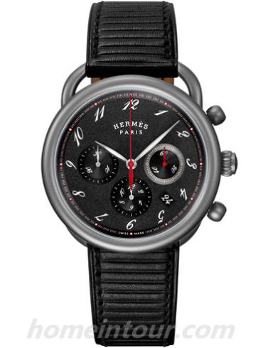 爱马仕Arceau_Chrono_Titane_barenia男表Arceau系列-黑色表带/表径41mmmm