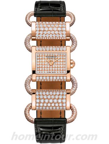 爱马仕045545WW00_LL1.273.221_ZZ891女表Cape Cod系列-黑色、酒红、玫瑰金表带/表径17*16mmmm