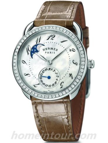 爱马仕041063WW00女表时间暂停系列-雪茄色表带/表径38mm