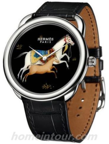 爱马仕040828WW00男表时间暂停系列-黑色表带/表径41mm