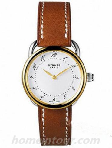 爱马仕028127WW00女表时间暂停系列-棕色表带/表径28mm