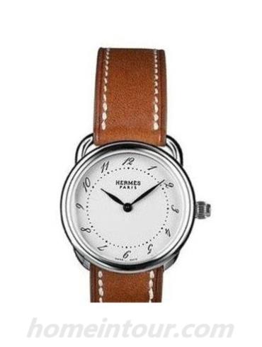 爱马仕028104WW00女表时间暂停系列-棕色表带/表径28mm
