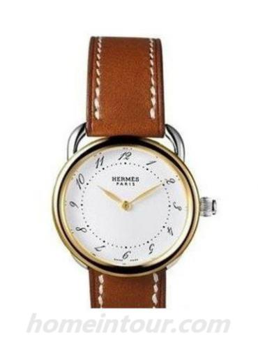 爱马仕028062WW00女表时间暂停系列-棕色表带/表径38mm