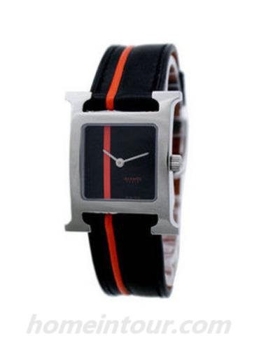 爱马仕HH1.210.331_VBOB女表H Hour系列-黑色/橙色表带/表径30x21mm