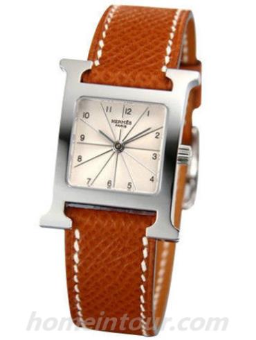 爱马仕HH1.210.260_UGO女表H Hour系列-棕色表带/表径30x21mm