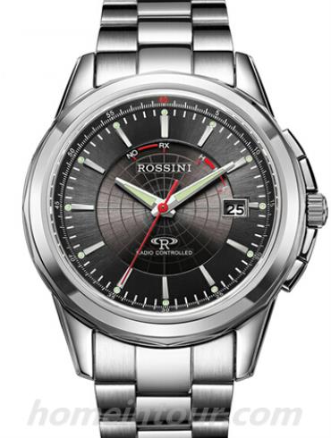 罗西尼5465W03B男表光电能电波表-灰色表带/表径40mm