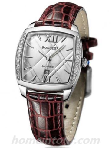 罗西尼SR2410W01A女表典美时尚系列-红棕色表带/表径39.3mm