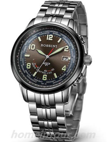 罗西尼5511W04A男表光电能电波表-银色表带/表径42mm