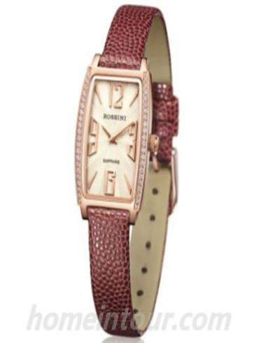罗西尼1406G06C女表典美时尚系列-红棕色表带/表径34mm