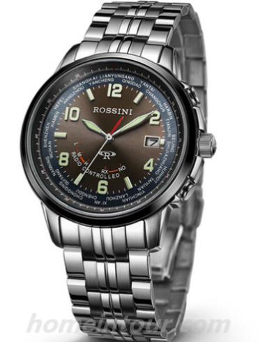 罗西尼5511W07C男表光电能电波表-银色表带/表径42mm