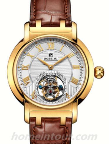 罗西尼5459G01A男表陀飞轮腕表-棕色表带/表径41mm