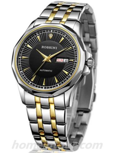 罗西尼6561T04F男表雅尊商务系列-间金色表带/表径40mm