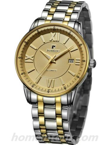 罗西尼5527T06B男表雅尊商务系列-间金色表带/表径40mm