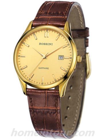 罗西尼5445G06C男表雅尊商务系列-棕色表带/表径36mm