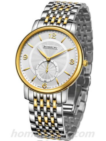 罗西尼SR6461T01D男表雅尊商务系列-间金色表带/表径38mm