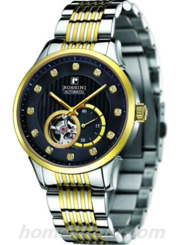 罗西尼6485T04B男表雅尊商务系列-间金色表带/表径41mm