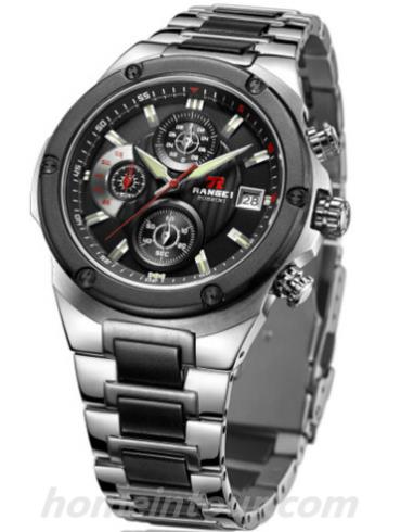 罗西尼YD5537T04A男表锐冠运动系列-银色/黑色表带/表径45mm