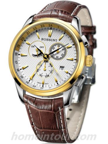 罗西尼SR6595T01A男表雅尊商务系列-棕色表带/表径&#8211;