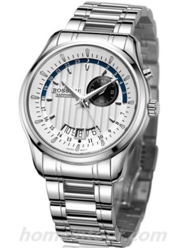 罗西尼SR5593W01A男表雅尊商务系列-银色表带/表径30mm