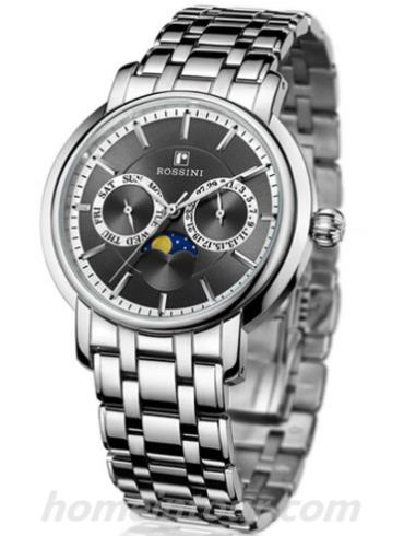 罗西尼5567W03C男表雅尊商务系列-银色表带/表径41mm