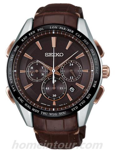 精工SAGA219男表Brightz系列-棕色表带/表径50mm x 43.6mm x 11.3mm