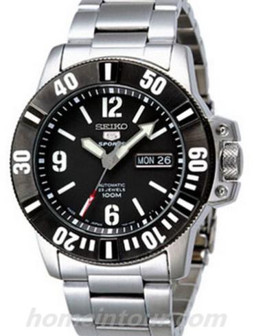 精工SNKG83J1男表Seiko 5系列-银色表带/表径38mm