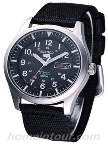 精工SNZG15J1男表Seiko 5系列-黑色表带/表径40mm