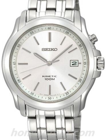 精工SKA487J1男表Kinetic系列-银色表带/表径39.5mm