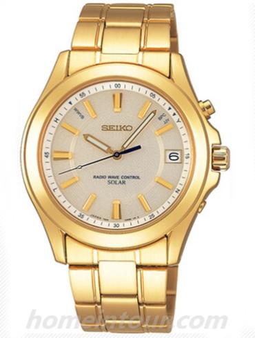 精工SBTM076J男表Solar系列-金色表带/表径38mm