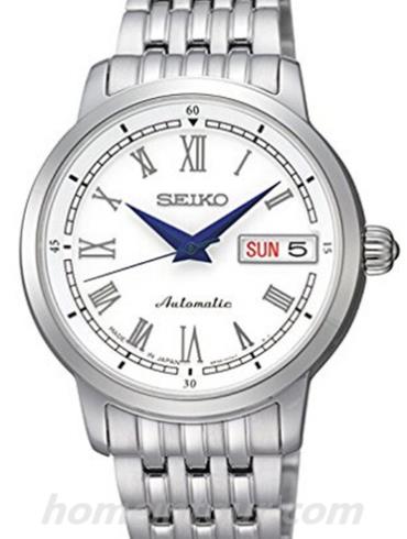 精工SRP391J1情侣表Presage系列-银色表带/表径34mm