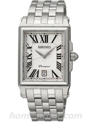 精工SKK715J1情侣表Premier系列-银色表带/表径33.06mm