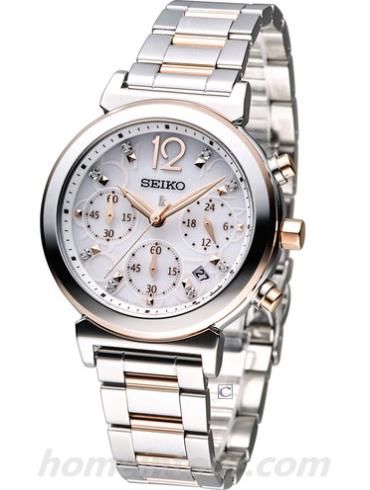 精工SSC884J1女表Lukia系列-间金色表带/表径36mm