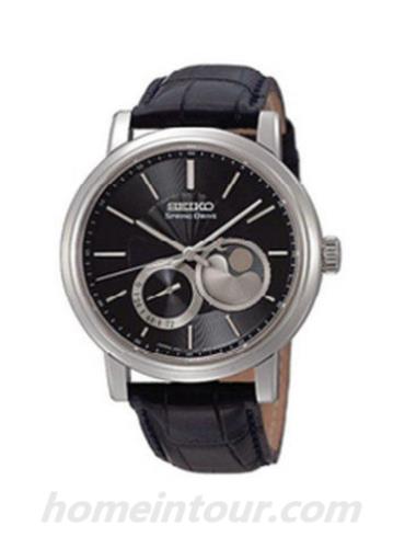 精工SNR011J1男表Spring Drive系列-黑色表带/表径—mm