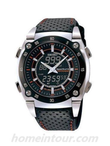 精工SNJ021J1男表Sportura系列-黑色表带/表径—mm