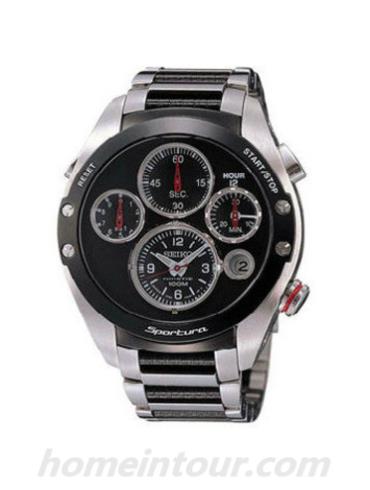 精工SLQ021J1男表Sportura系列-银色/黑色表带/表径—mm