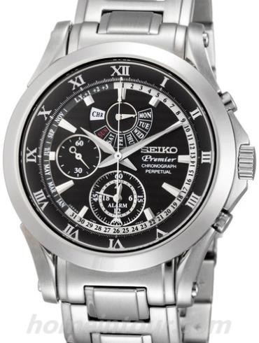 精工SPC051J1男表Premier系列-银色表带/表径—mm