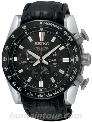 精工SRQ005J1男表Ananta系列-黑色表带/表径—mm