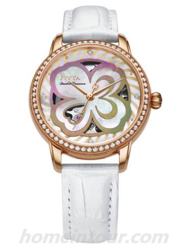 飞亚达LA862022.PWWD女表四叶草系列-白色表带/表径&#8211;